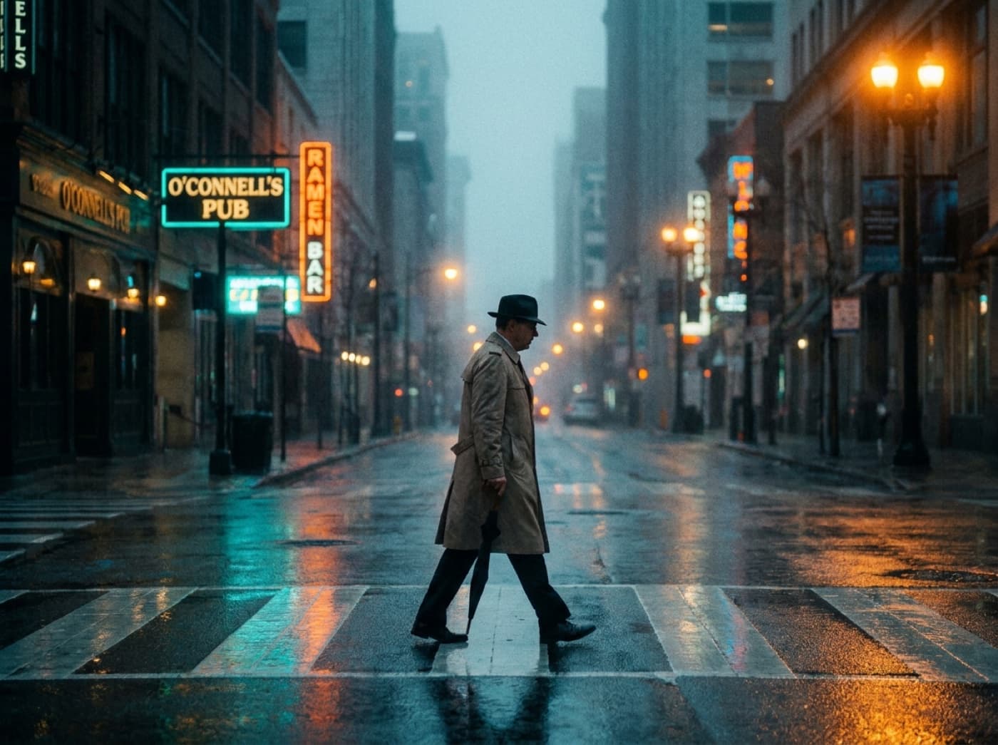 City at dusk