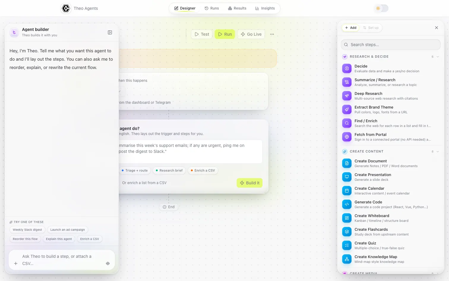 The workflow designer with a lane of steps